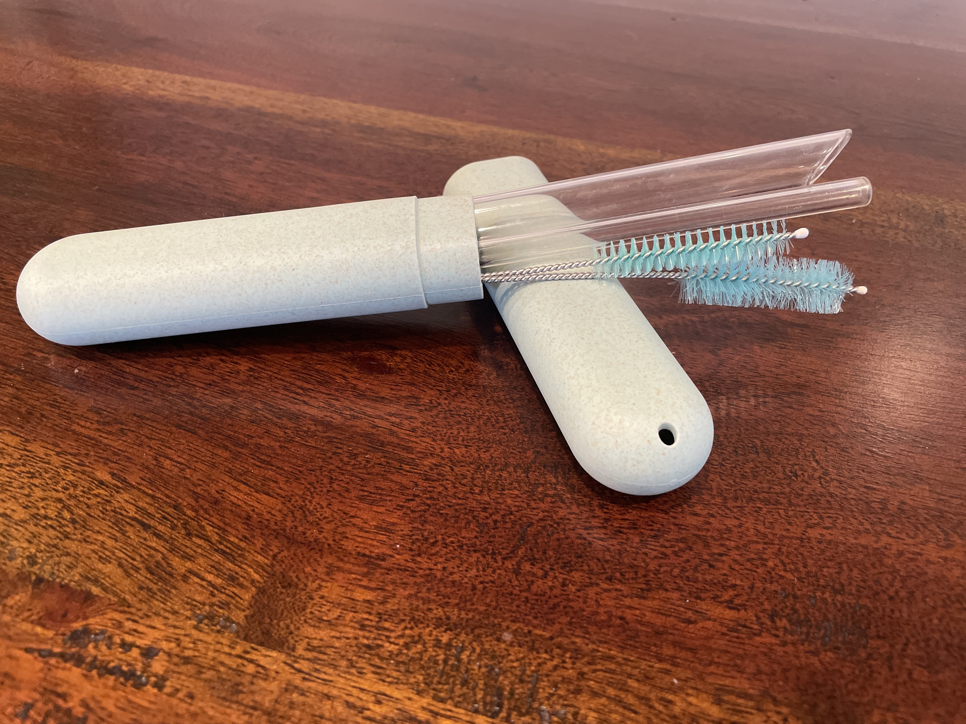Reusable Glass Straw Set with Travel Case and Cleaning Brush
