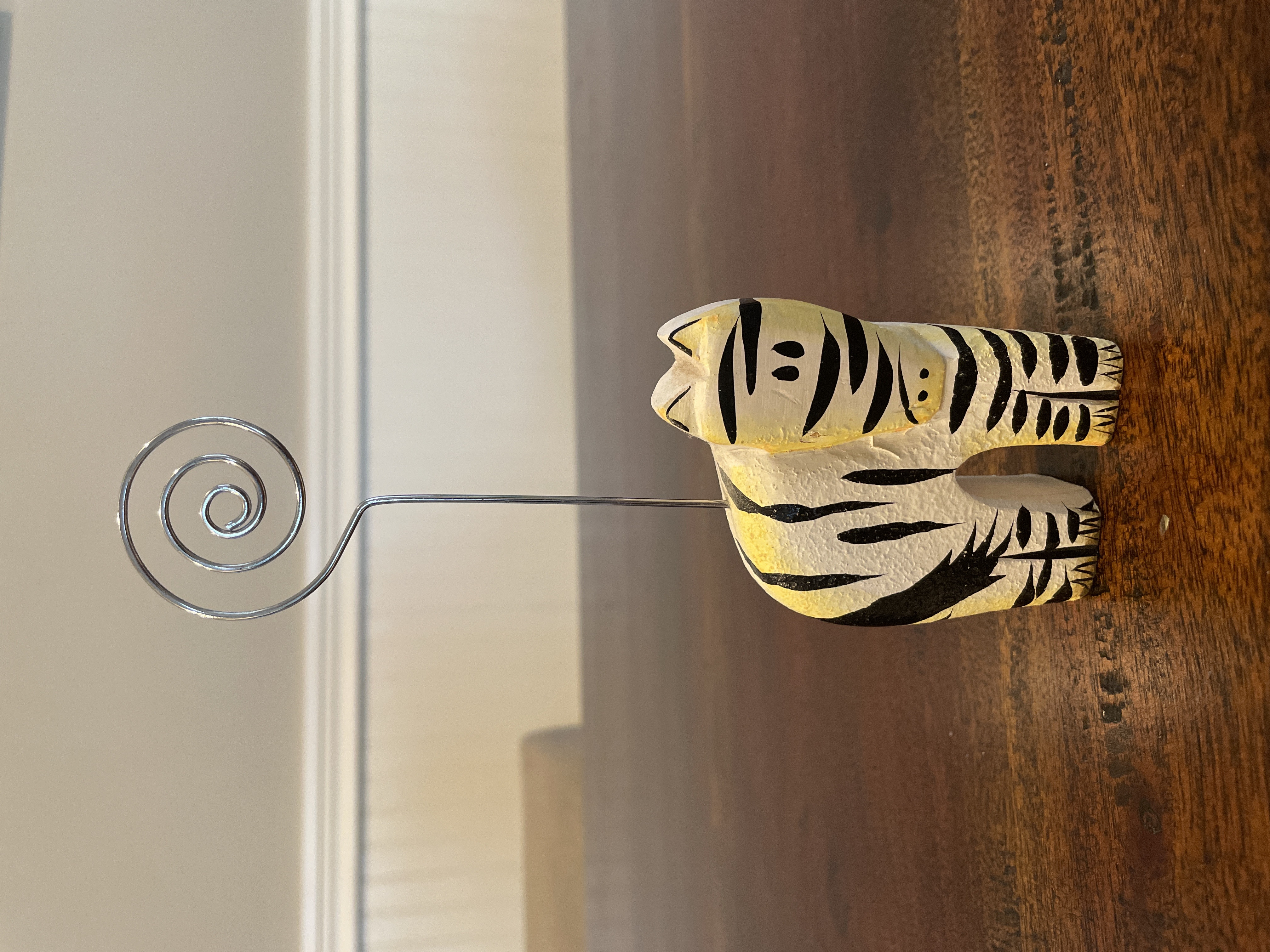 Hand-Carved Wooden Zebra Photo and Memo Holder